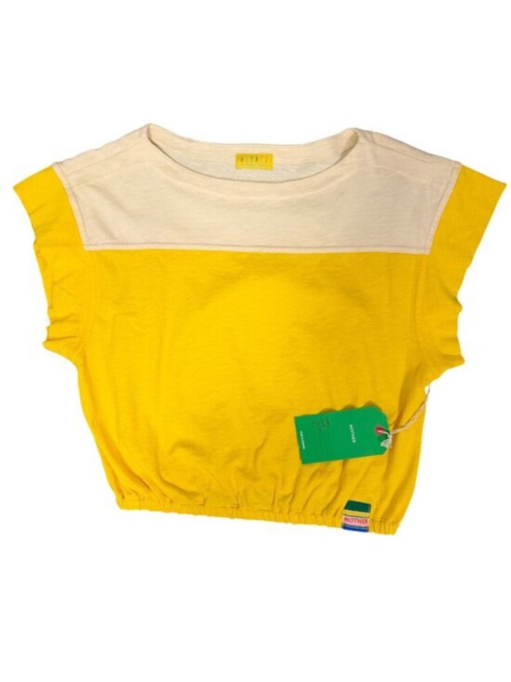 NWT MOTHER The Swiper Yoke Tee Primrose Yellow- L (fits M)- MSRP $145